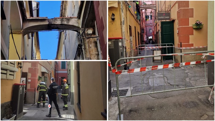 Loano, tegole pericolanti in via Rosa Raimondi: vigili del fuoco mobilitati (FOTO)