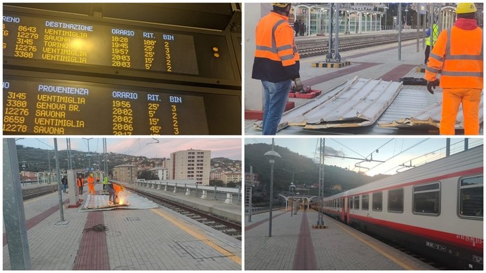 Crolla parte della tettoia ferroviaria sui binari in stazione a Imperia: treni accumulano ritardo anche di un'ora e 40 minuti (FOTO)