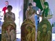 Ferrania, performance pittorica del trio &quot;White Tree&quot; durante la festa dell'Abbazia