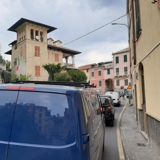 Immagine d'archivio: coda per i lavori sul cantiere del rio Santa Brigida