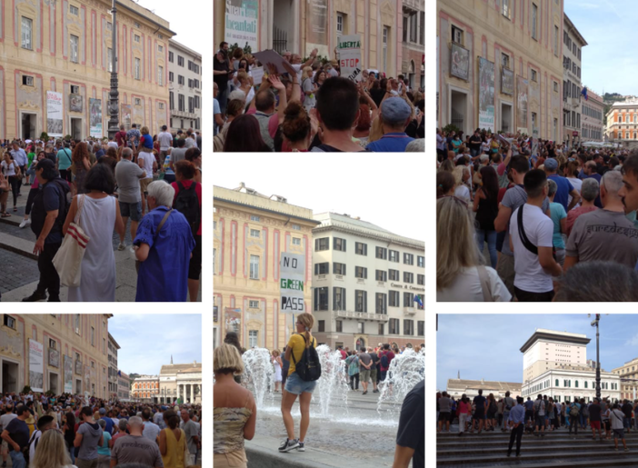 Green pass obbligatorio, cento le manifestazioni previste sabato a livello nazionale, a Genova si replica in piazza De Ferrari