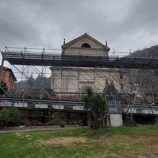 Chiesa del Pero di Varazze, in realizzazione il ponteggio strutturale per poter riaprire la Sp542 a senso unico