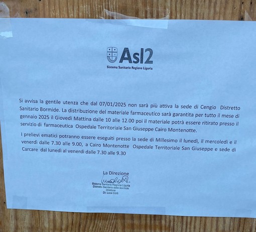 Chiusura del centro prelievi, Pd Cengio: &quot;Dalla giunta Dotta ci saremmo aspettati le barricate&quot;