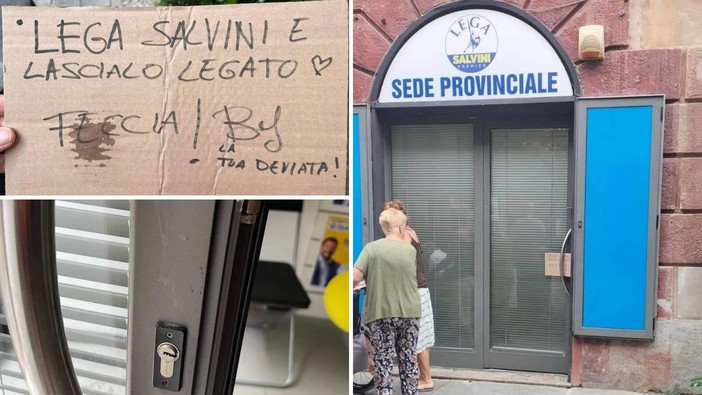 Cartello contro la Lega e Salvini nella sede di Savona. Rixi: &quot;La mamma degli imbecilli è sempre incinta&quot;