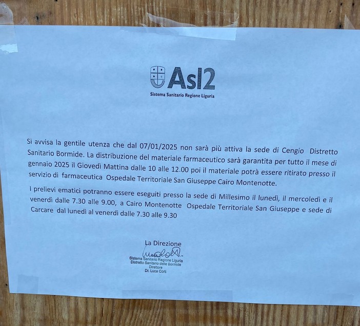 Chiusura del centro prelievi, Pd Cengio: &quot;Dalla giunta Dotta ci saremmo aspettati le barricate&quot;