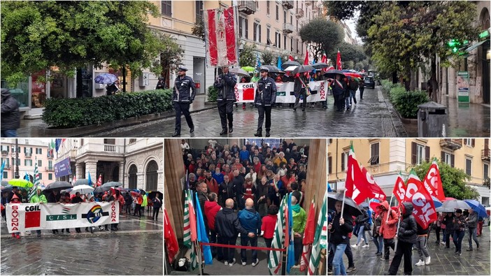 Primo maggio a Savona la pioggia non ferma il corteo. I sindacati: &quot;Cambiare le leggi che hanno creato la precarietà&quot;