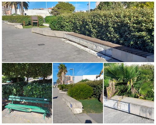 Savona, al Prolungamento panchine dei giardini vandalizzate e sedute della passeggiata in degrado