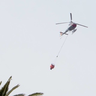 Finale Ligure: incendio in località San Bernardino. Arriva l'elicottero