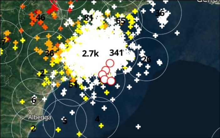 Pioggia di fulmini record sul Golfo dell'Isola: oltre 3000 in un'ora tra Spotorno e Bergeggi