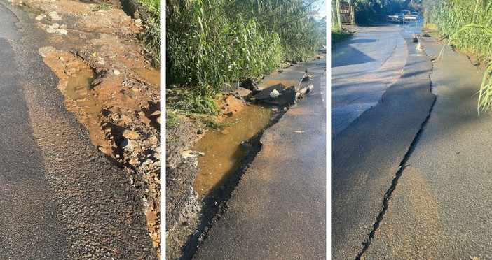 Maltempo, Albenga: crolla un tratto di strada a Enesi, interventi in corso