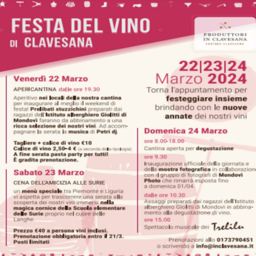 Festa del vino a Clavesana: due giorni di eventi e degustazioni