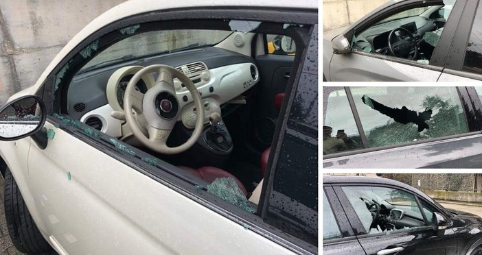 Savona, atto vandalico in via Nizza: rotti i finestrini di diverse auto (FOTO)