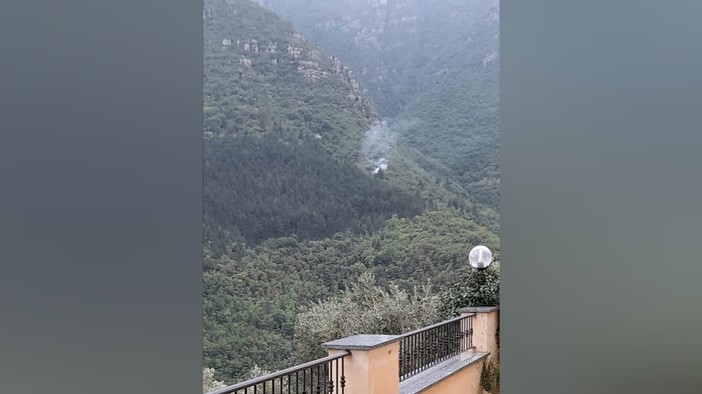 Fulmine si abbatte nel bosco a Castelbianco: un'albero in fiamme, pronto l'intervento dei soccorsi