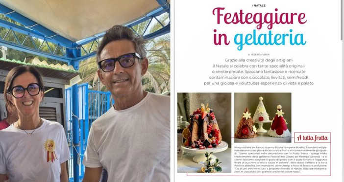 Albenga, le creazioni natalizie di Mirco Mastromarino e Laura Bonelli sulla rivista &quot;Gelato &amp; Bar Pasticceria&quot;