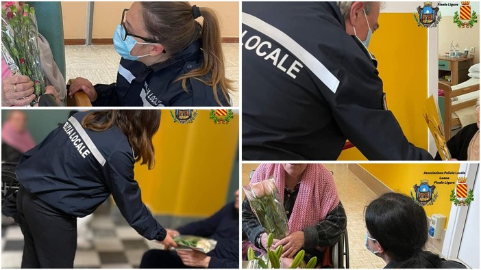 Loano, i fiori sequestrati donati dalla Polizia Locale agli anziani della casa di riposo Ramella: &quot;Un momento speciale&quot;