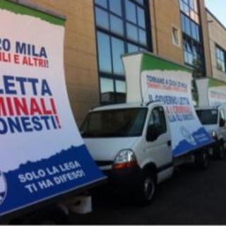 Lega Nord, protesta contro svuotacarceri, i camion vela in circolazione in Liguria
