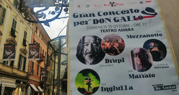 Ottobre De André, ricordi, emozioni e canzoni all’Ambra: Albenga pronta per il Gran Concerto per don Gallo