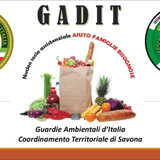 Aiuto alle famiglie bisognose da GADIT (Guardie Ambientali d'Italia) Savona