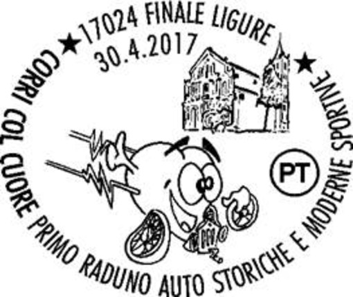 Finale Ligure: annullo filatelico per l’evento &quot;Corri col cuore. Primo Raduno Auto Storiche Moderne Sportive&quot;