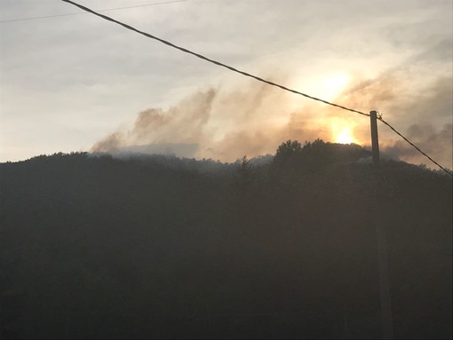 Incendio boschivo tra Giusvalla e Pontinvrea, operazioni di spegnimento rese difficili dal fortissimo vento