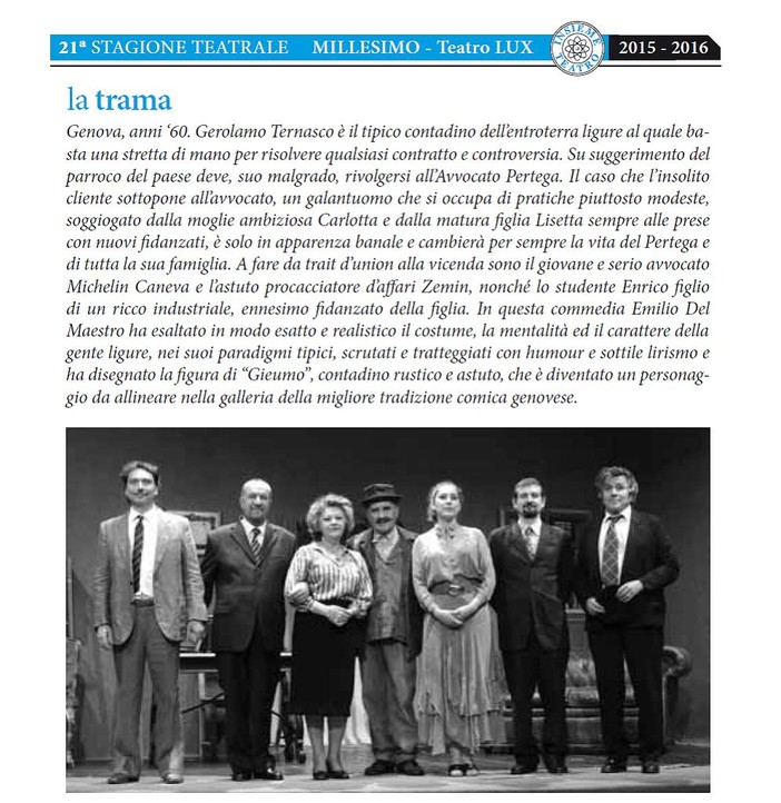 Millesimo: al Teatro Lux con &quot;I Fastidi dell'avvocato Pertega