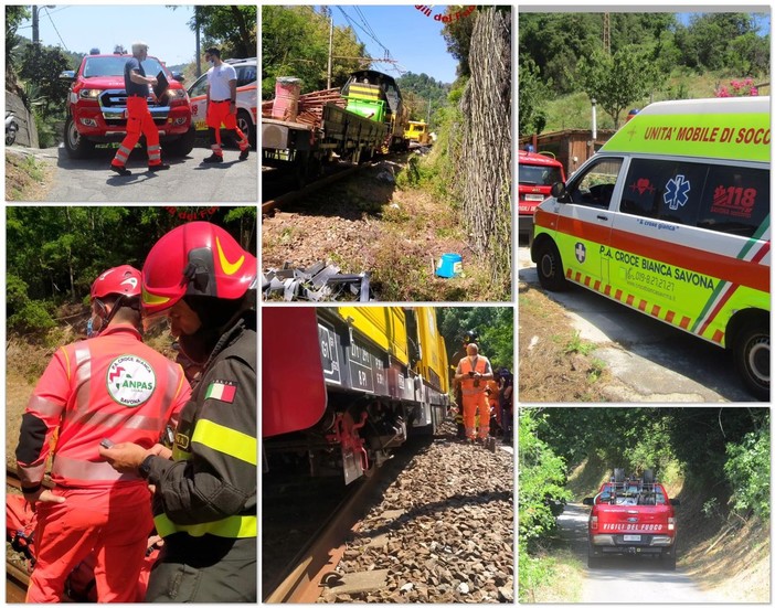 Savona, scontro tra carrelli ferroviari in località Santuario: un ferito al Santa Corona (FOTO)