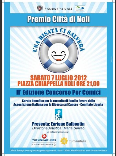 “Premio Città di Noli… Una risata ci salverà” a favore dell'AIRC