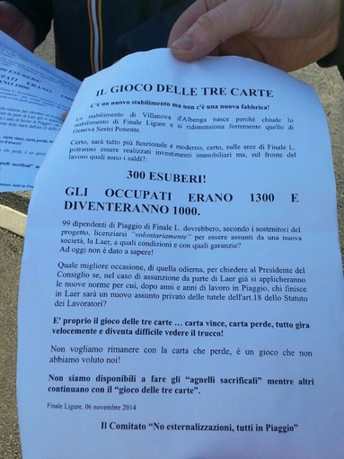 Inaugurazione nuova Piaggio a Villanova, comitato contro le esternalizzazioni: &quot;Non è una festa, è il funerale di due stabilmenti&quot;