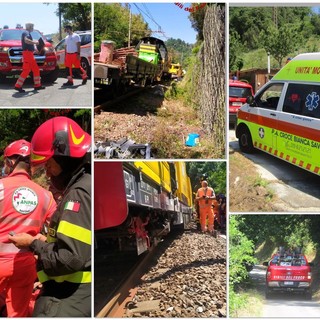 Savona, scontro tra carrelli ferroviari in località Santuario: un ferito al Santa Corona (FOTO)