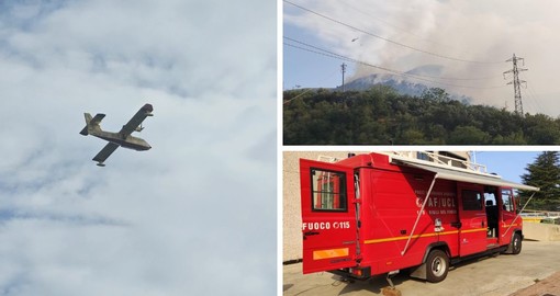 Incendio tra Borghetto e Toirano: arrivati anche i canadair