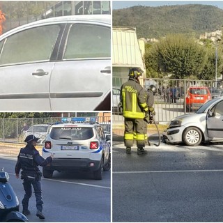 Pietra, vigili del fuoco intervengono per spegnere l'incendio di un'auto (FOTO E VIDEO)