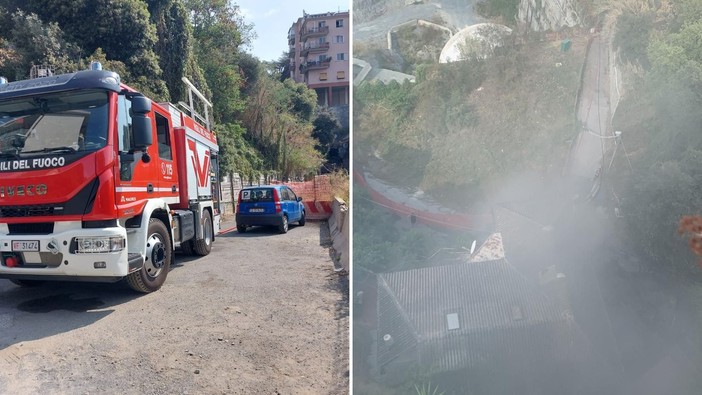 Savona, in fiamme un motorino sotto carica, intervento dei Vigili del fuoco