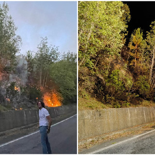 Stella, spento l'incendio vicino alla provinciale tra San Martino e Gameragna