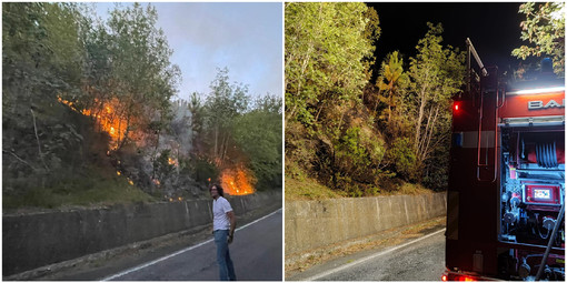 Stella, spento l'incendio vicino alla provinciale tra San Martino e Gameragna