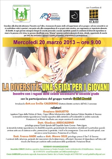 A Savona si parla di &quot;Diversità: una sfida per i giovani&quot;