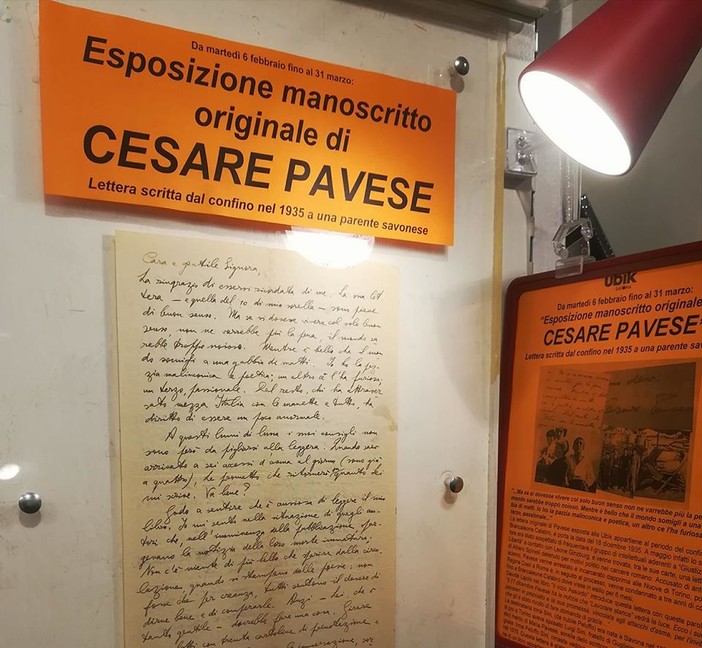 Savona, alla Ubik l'esposizione di una lettera originale di Cesare Pavese