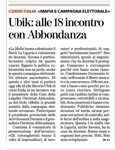 Ubik, Mafia, una Città che non vuole vedere