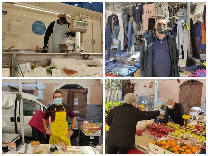 Un 'assaggio' di normalità a Pieve di Teco, ritorna il mercato. Gli ambulanti: &quot;Ripartiamo con entusiasmo, il nostro è un servizio essenziale&quot; (FOTO e VIDEO)