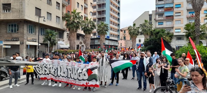 La manifestazione pro Palestina dei mesi scorsi nelle strade di Savona