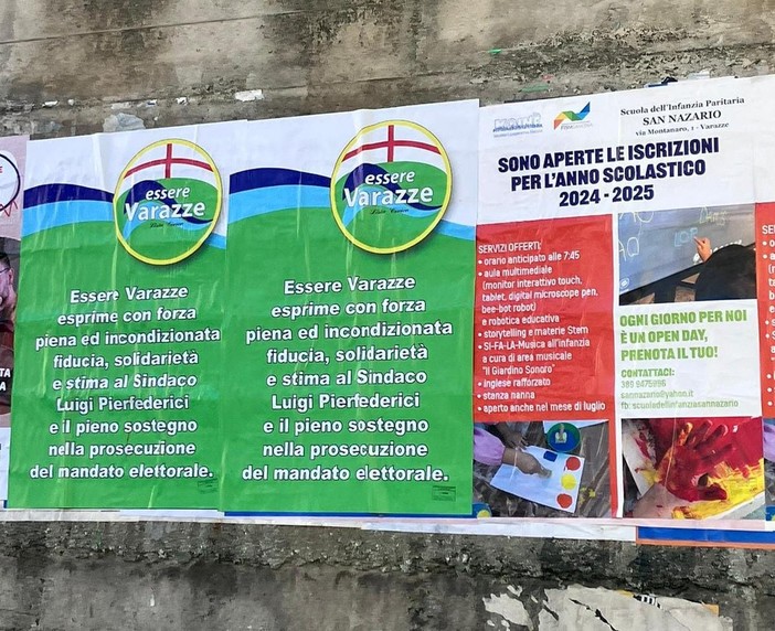 Indagine per esercizio abusivo della professione, manifesti di &quot;Essere Varazze&quot; pro sindaco: &quot;Solidarietà e stima nei suo confronti&quot;