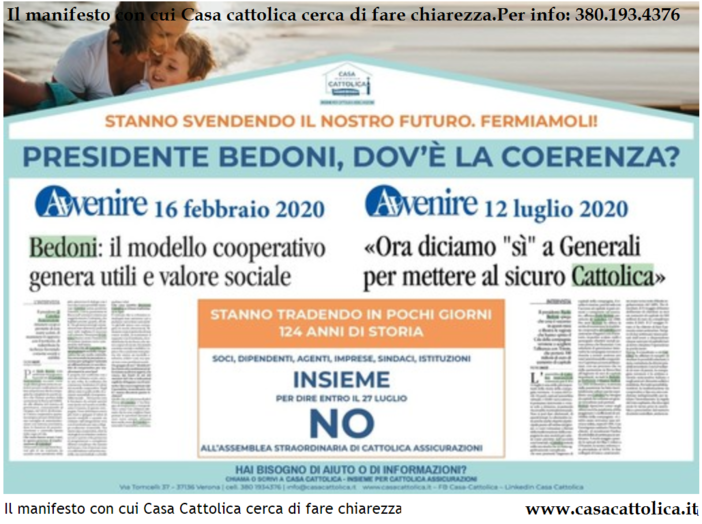 Facciamo un po' di chiarezza sulle  vicende di Cattolica Assicurazioni