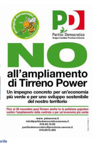 Verdi su Tirreno Power: centrale dannosa. Il PD mantenga le promesse fatte ai suoi elettori