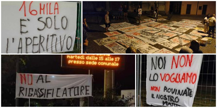 Il &quot;no&quot; al rigassificatore scritto per le strade: tra Vado e Quiliano ancora striscioni (FOTO)