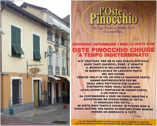 Chiusura Oste Pinocchio, l'amministrazione comunale di Carcare contro i &quot;leoni da tastiera&quot;: &quot;Non perdono occasione di attaccarci senza essere informati&quot;