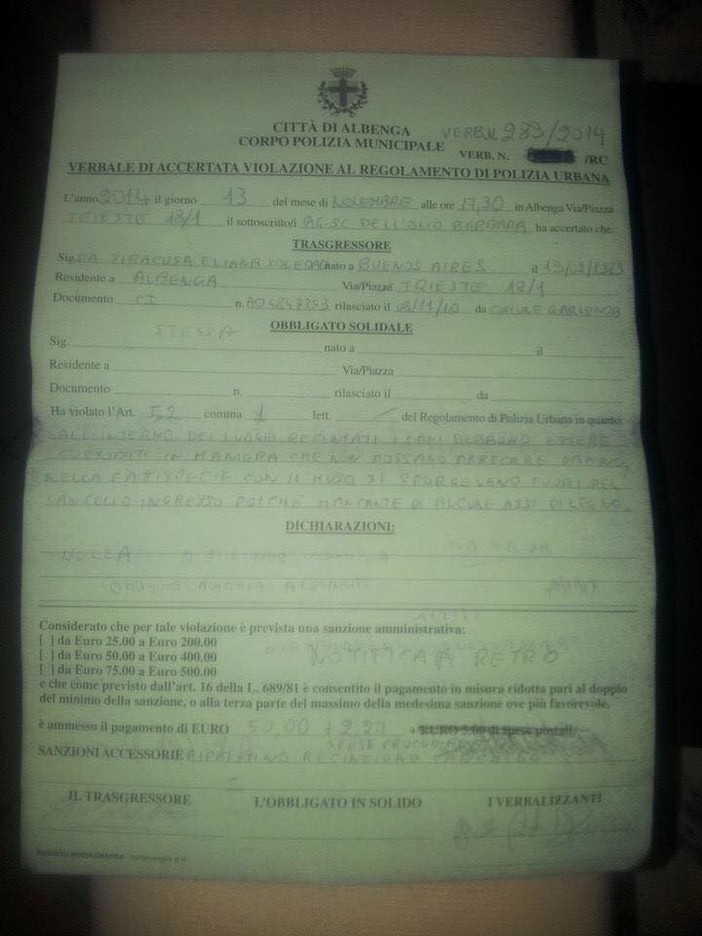 Albenga, denunciato e multato di 5.300 euro dalla Polizia Municipale
