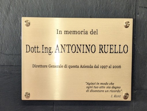 Savona, la palazzina del Consorzio per la Depurazione delle Acque di Scarico Savonese intitolata ad Antonino Ruello