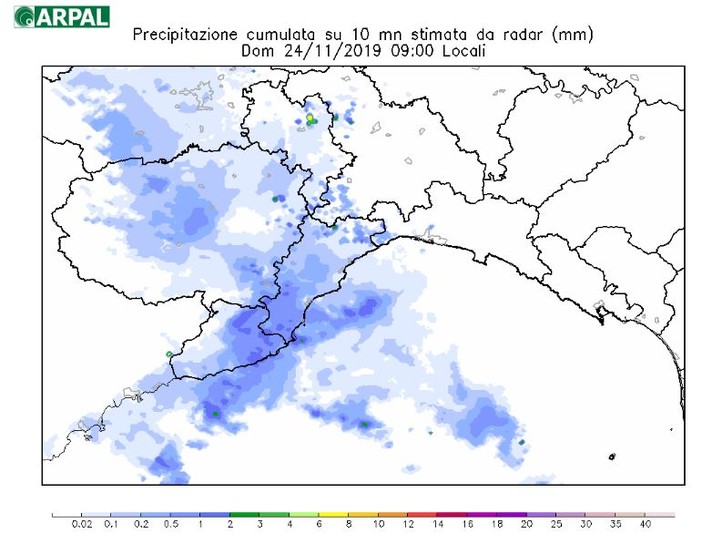 Previsioni di Arpal: si attenuano le precipitazioni ma rii e torrenti possono ancora innalzarsi