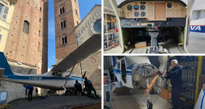 Albenga, il P66C dell’Aeroclub di Villanova sarà in mostra permanente nella rotonda di Regione Cavallo