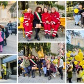 Vado, inaugurata una panchina gialla per le donne in piazza S. Giovanni Battista (FOTO)