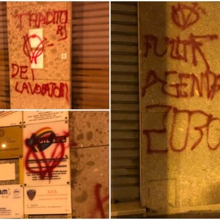 Savona, vandalizzata la sede della Uil di Corso Tardy &amp; Benech: &quot;Traditori dei lavoratori&quot; (FOTO)